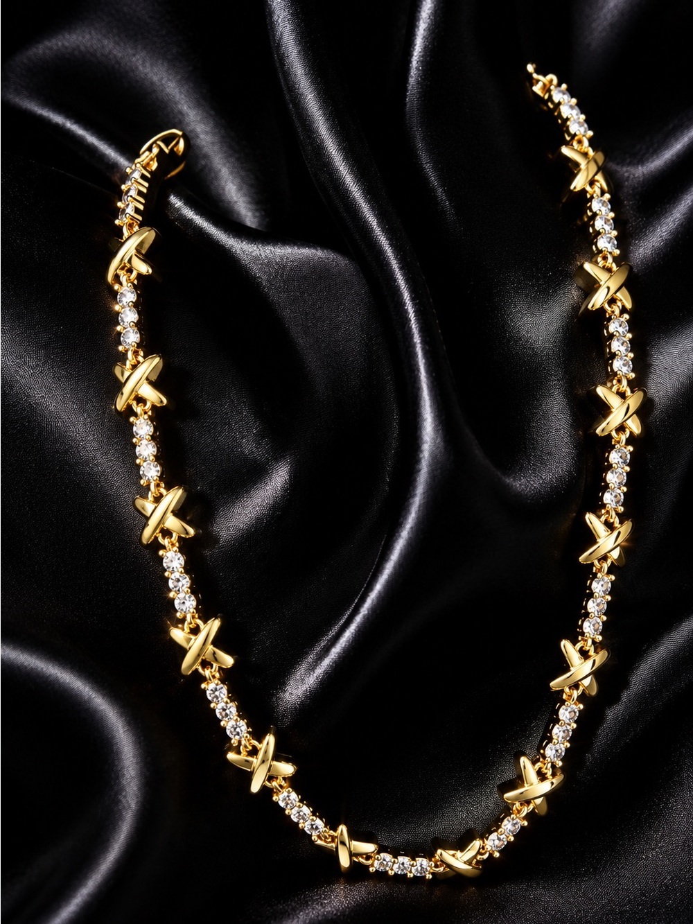 Gold Crystal X-Link Necklace - Picture 4 of 6